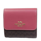 Small Trifold Wallet In Colorblock Signature Canvas Brown Pink