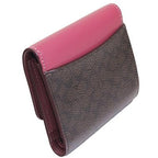 Small Trifold Wallet In Colorblock Signature Canvas Brown Pink
