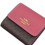Small Trifold Wallet In Colorblock Signature Canvas Brown Pink
