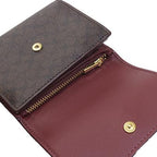 Small Trifold Wallet In Colorblock Signature Canvas Brown Pink