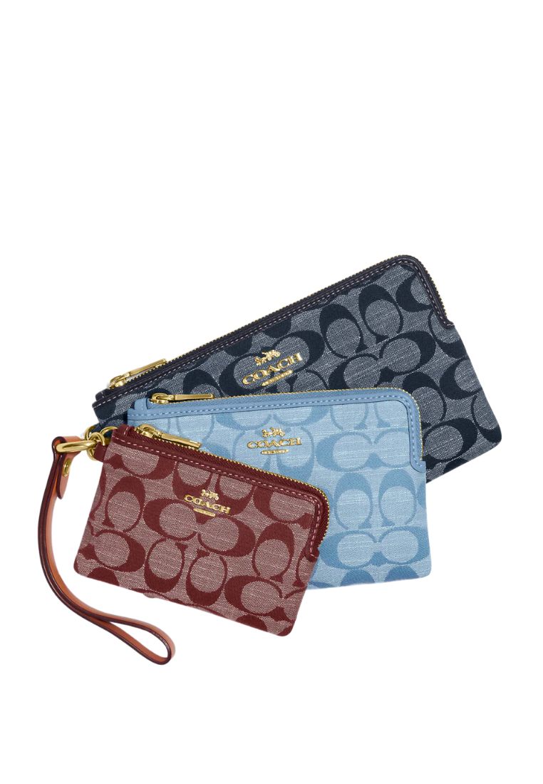 Corner Zip Trio In Signature Chambray Denim Multi