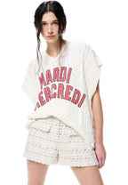 Cotton Cable Vest Logo Ivory