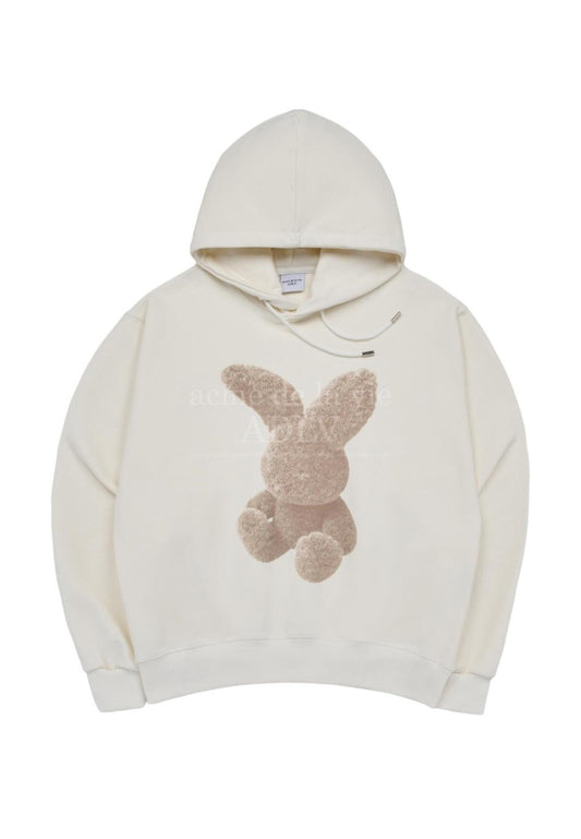 Cream Fuzzy Rabbit Hoodie