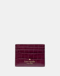 Croc Embossed Small Slim Card Holder Deep Cherry