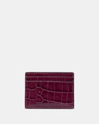 Croc Embossed Small Slim Card Holder Deep Cherry