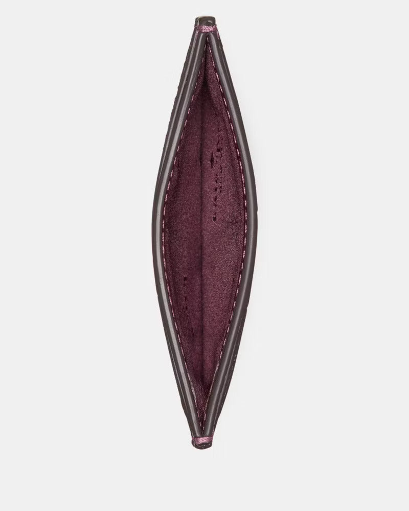 Croc Embossed Small Slim Card Holder Deep Cherry