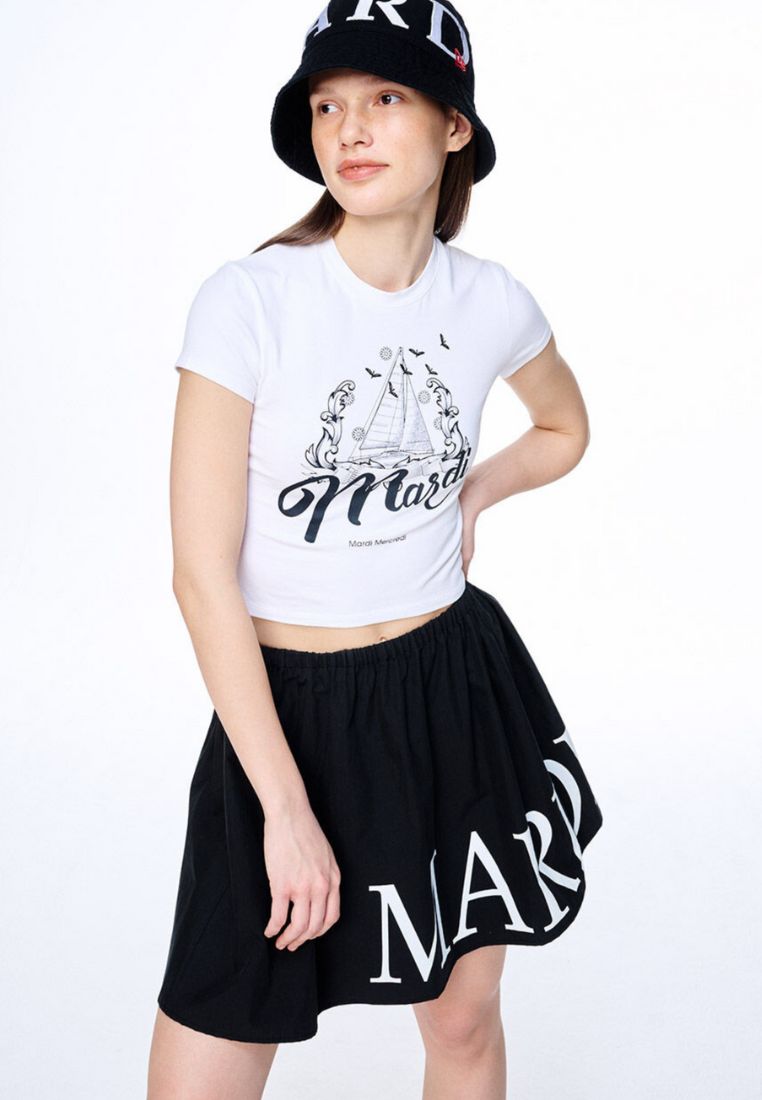 Cropped Tshirt Bon Voyage White Black