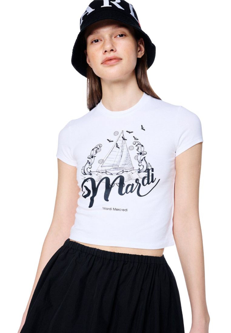 Cropped Tshirt Bon Voyage White Black