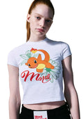 Cropped Tshirt Flower Hitokage White