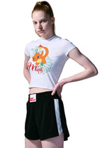 Cropped Tshirt Flower Hitokage White