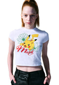 Cropped Tshirt Flower Pikachu White