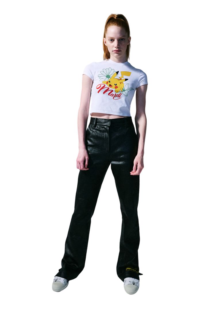Cropped Tshirt Flower Pikachu White
