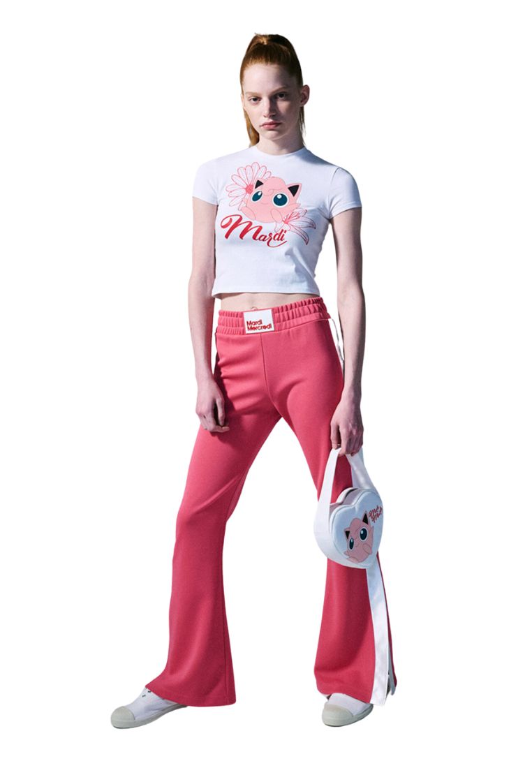 Cropped Tshirt Flower Purin White
