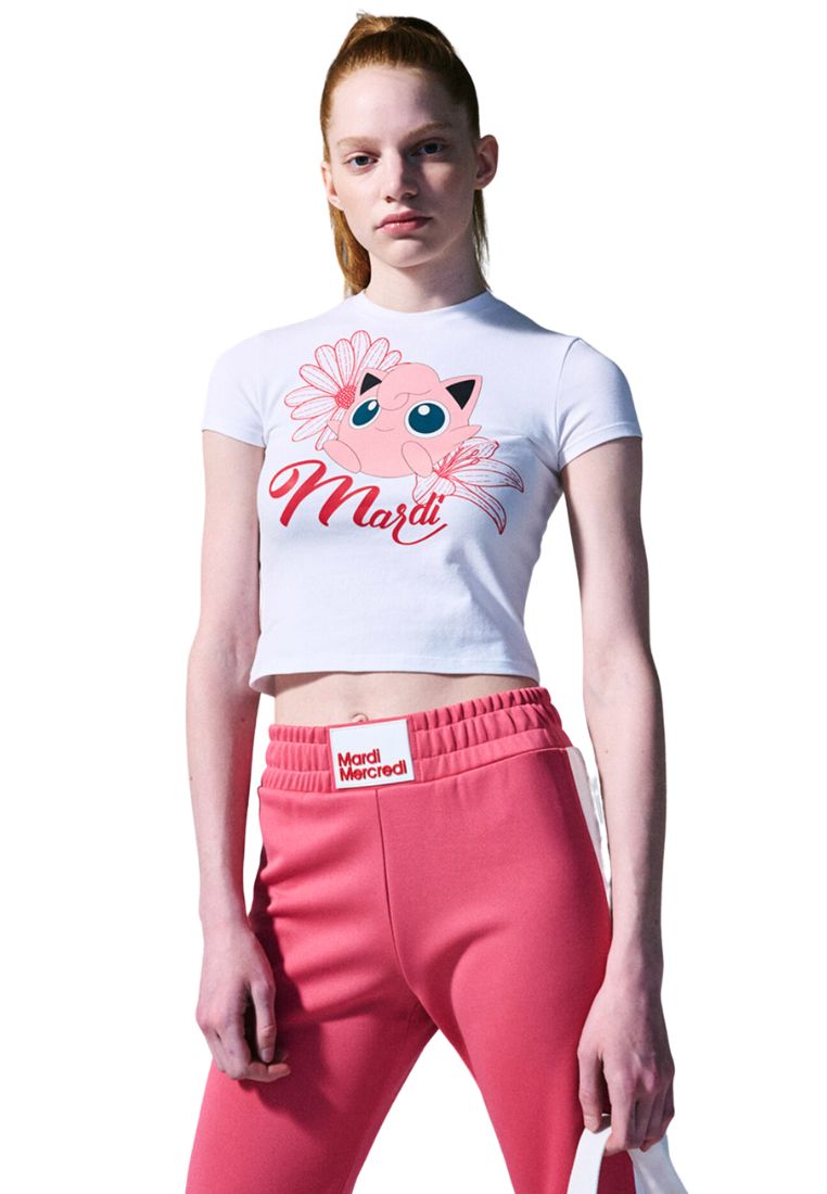 Cropped Tshirt Flower Purin White
