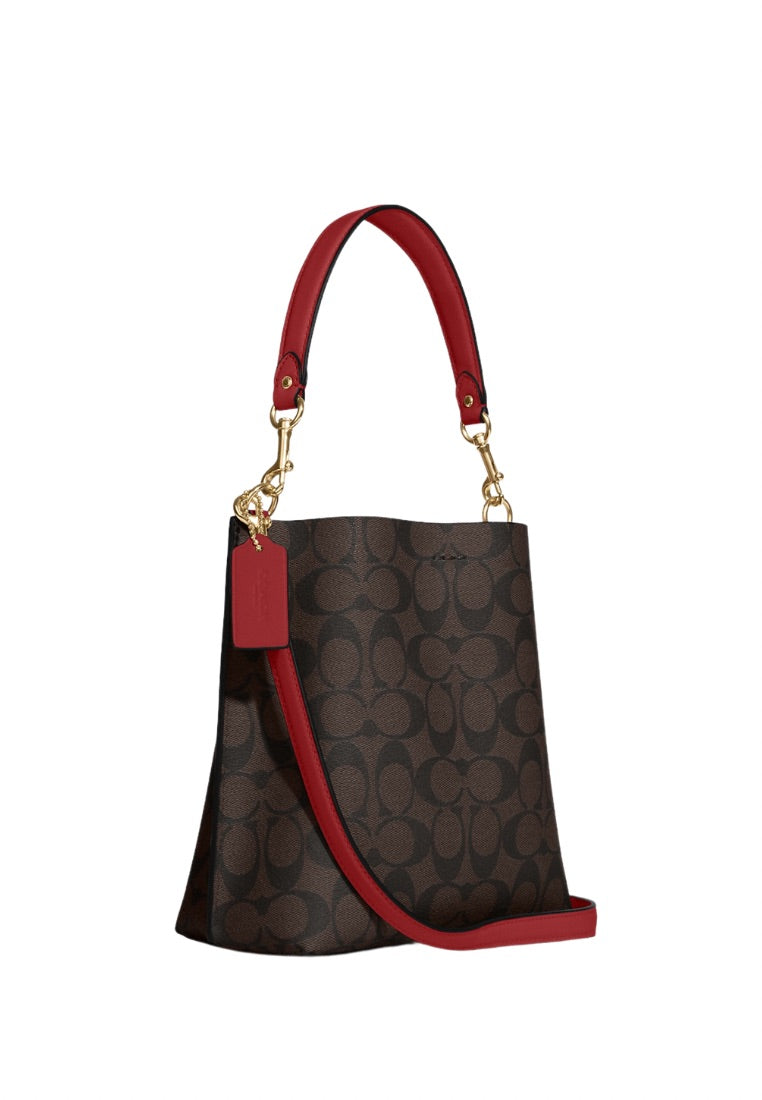 Mollie Bucket Bag 22 In Signature Canvas Brown 1941 Red