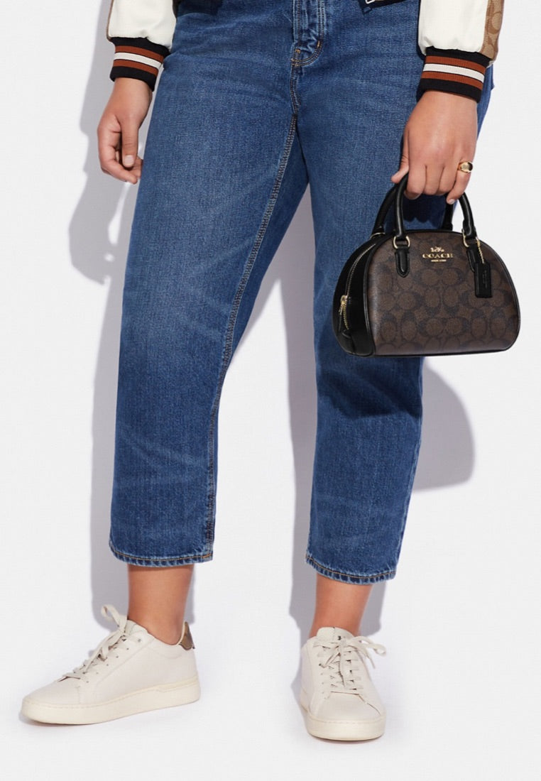 Sydney Satchel In Signature Canvas Brown Black