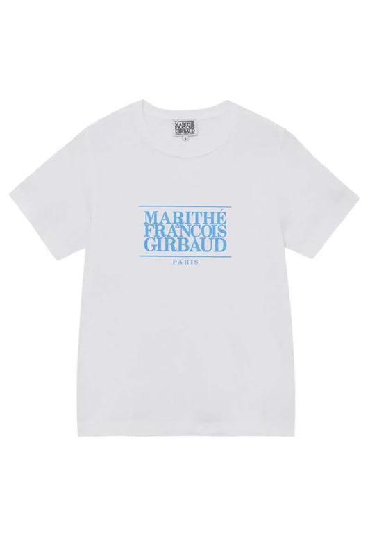 [DEFECT SALE 426] W Classic Logo Tee White/Sky Blue size M