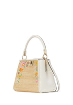 Phoebe Embroidered Straw Top Handle Satchel Meringue Multi