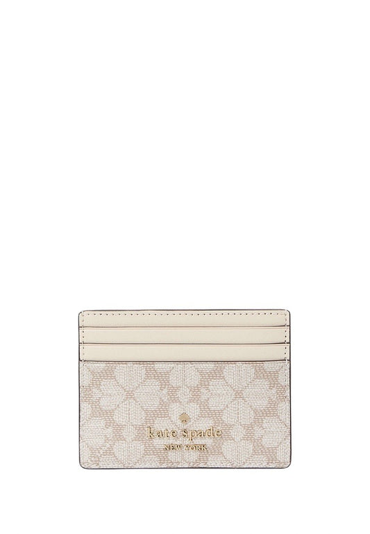 Signature Spade Flower Small Slim Card Holder Dark Mushroom Multi