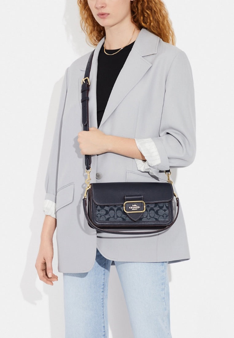 Morgan Shoulder Bag In Signature Chambray Denim Multi