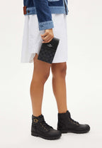 North South Phone Crossbody In Signature Canvas Graphite Black