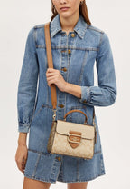 Morgan Top Handle Satchel Bag In Blocked Signature Canvas Light Khaki Multi