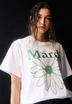 T-Shirt FlowerMardi Glitter White Green