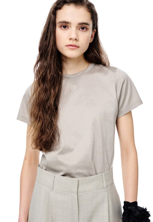 Premium Supima TShirt Small Logo MRCD Khaki Beige