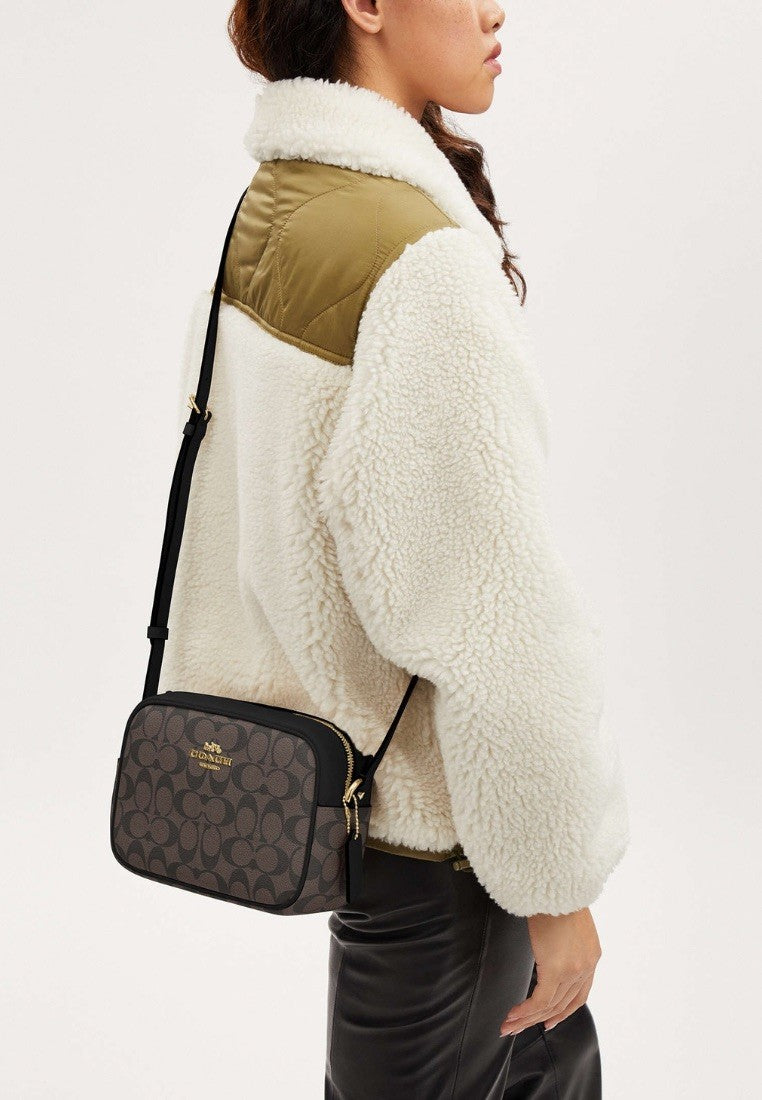 Jamie Camera Bag In Signature Canvas Brown Black
