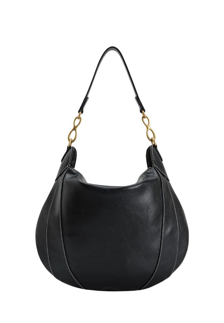 Daria Metal Pendant Embellished Shoulder Bag - Black