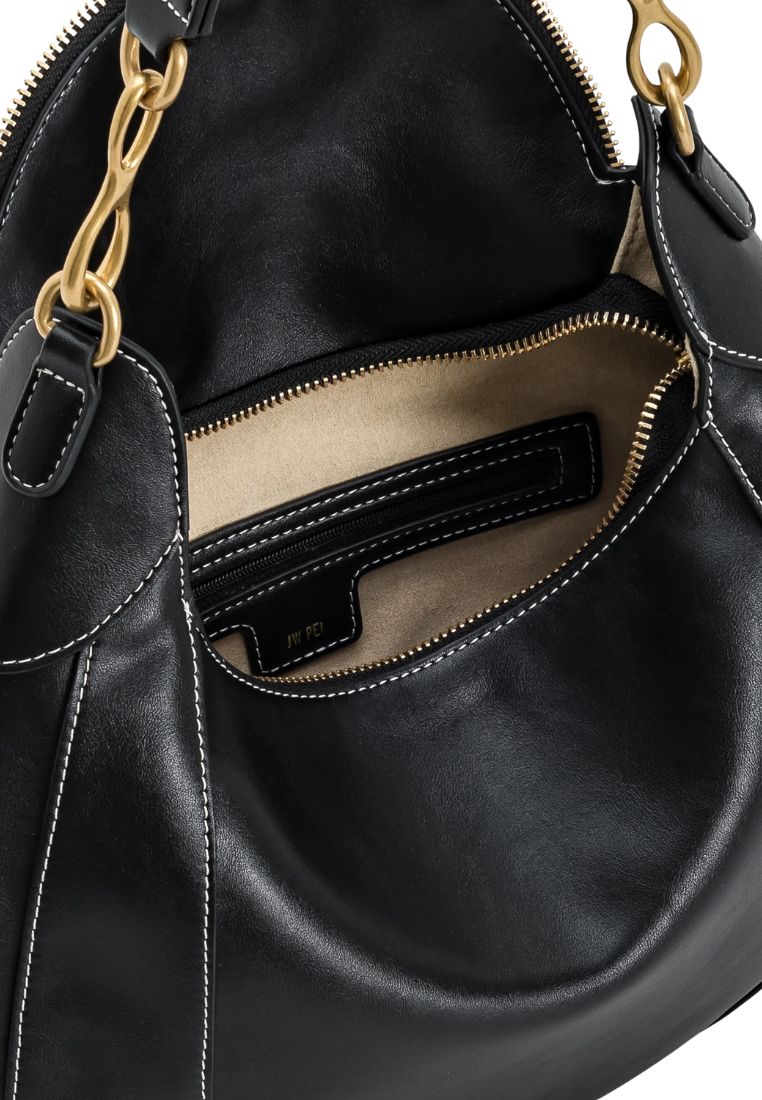 Daria Metal Pendant Embellished Shoulder Bag - Black