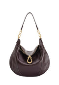 Daria Metal Pendant Embellished Shoulder Bag - Dark Brown
