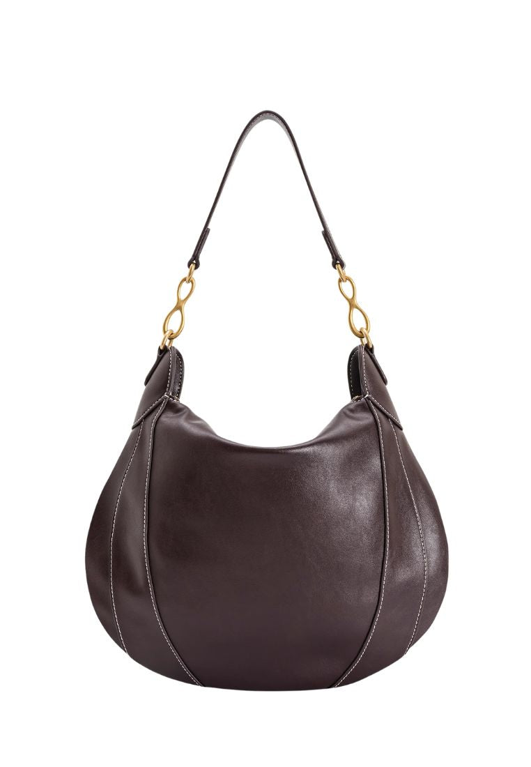 Daria Metal Pendant Embellished Shoulder Bag - Dark Brown