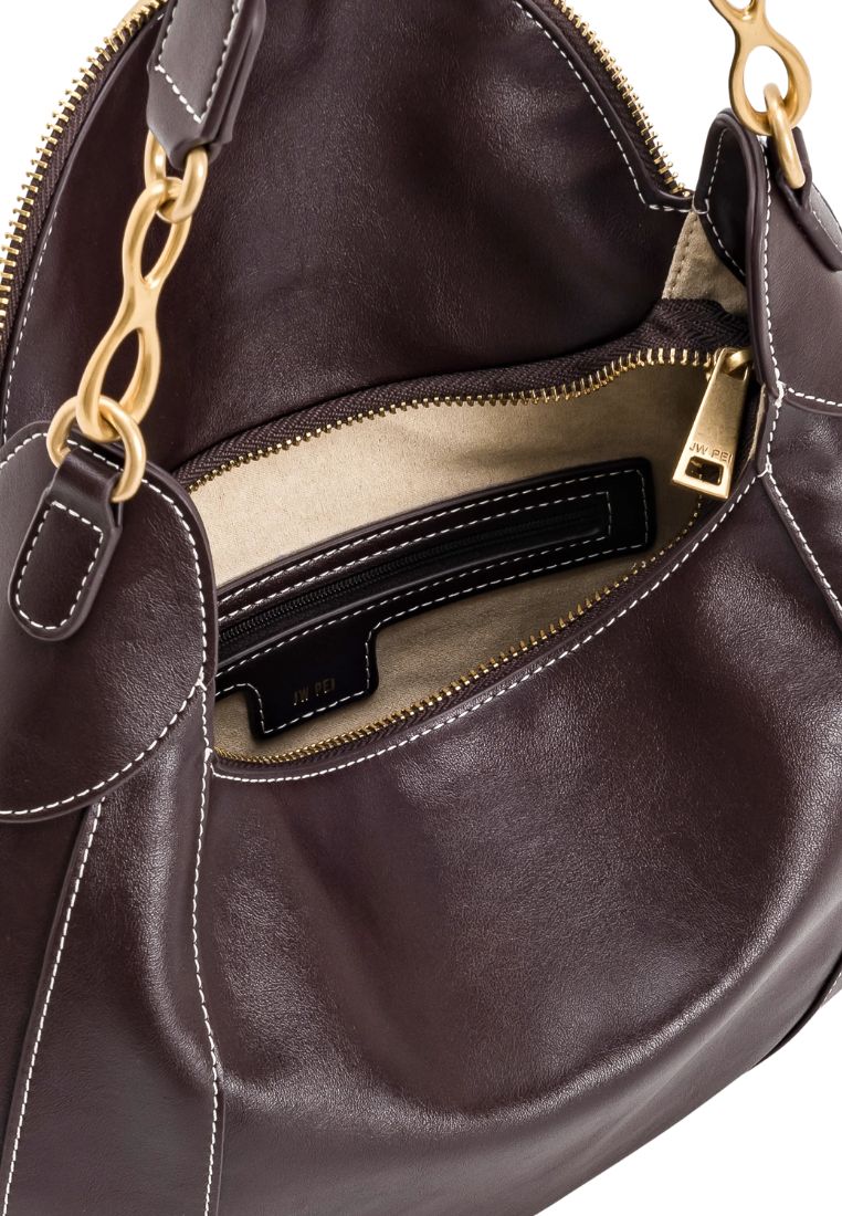 Daria Metal Pendant Embellished Shoulder Bag - Dark Brown