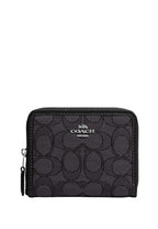 Small Zip Around Wallet In Signature Jacquard Black Smoke