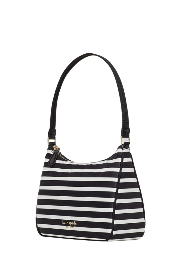 The Little Better Sam Stripe Small Shoulder Bag Black Clotted Cream
