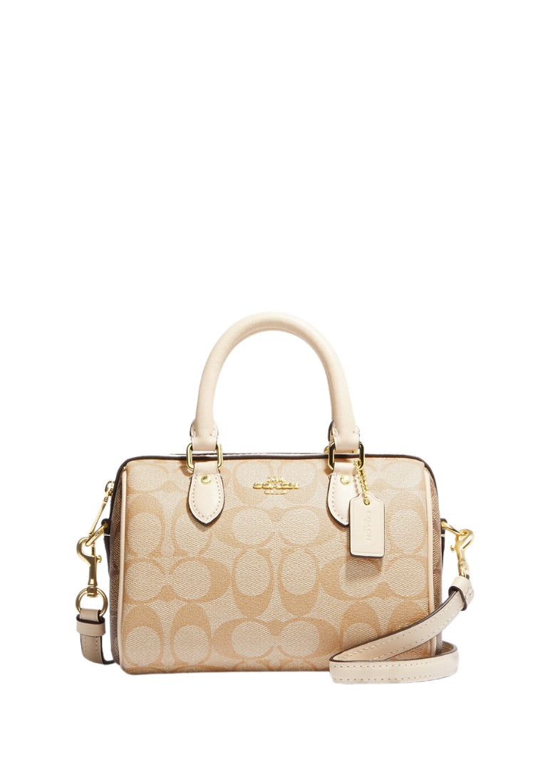 Mini Rowan Satchel In Blocked Signature Canvas Light Khaki Multi