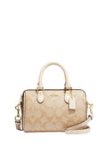 Mini Rowan Satchel In Blocked Signature Canvas Light Khaki Multi