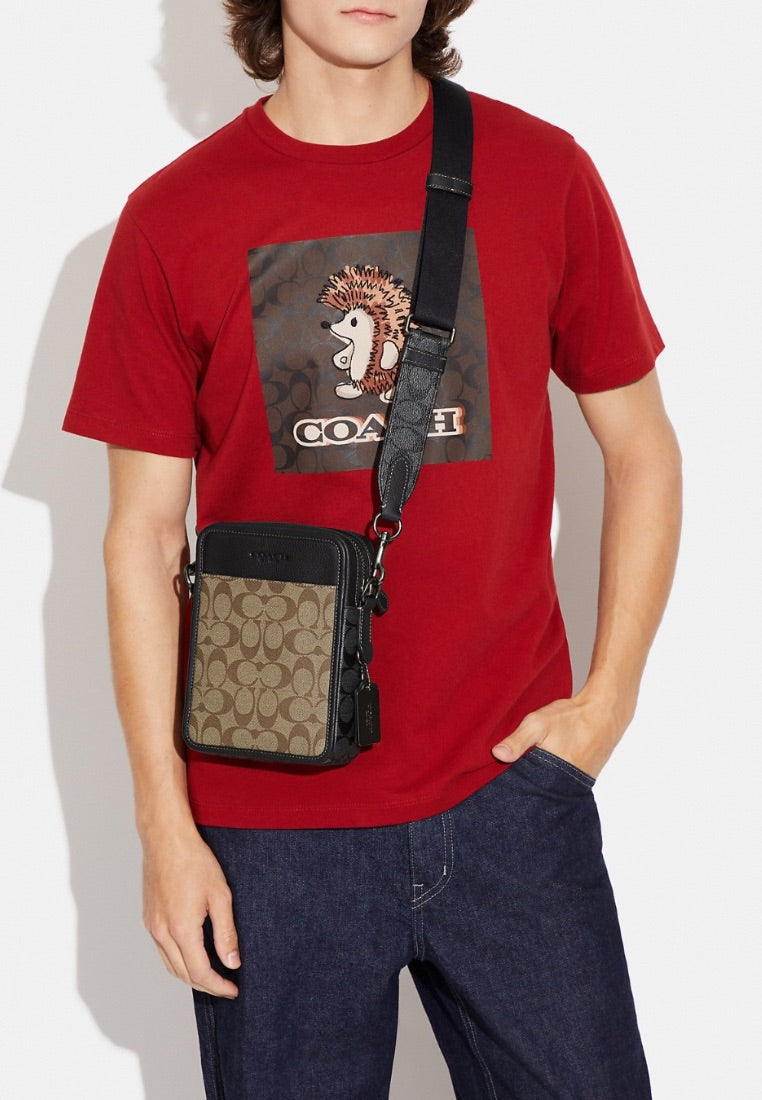 Sullivan Crossbody In Blocked Signature Canvas Khaki Charcoal