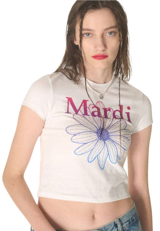 Cropped Tshirt FlowerMardi Gradation White Purple