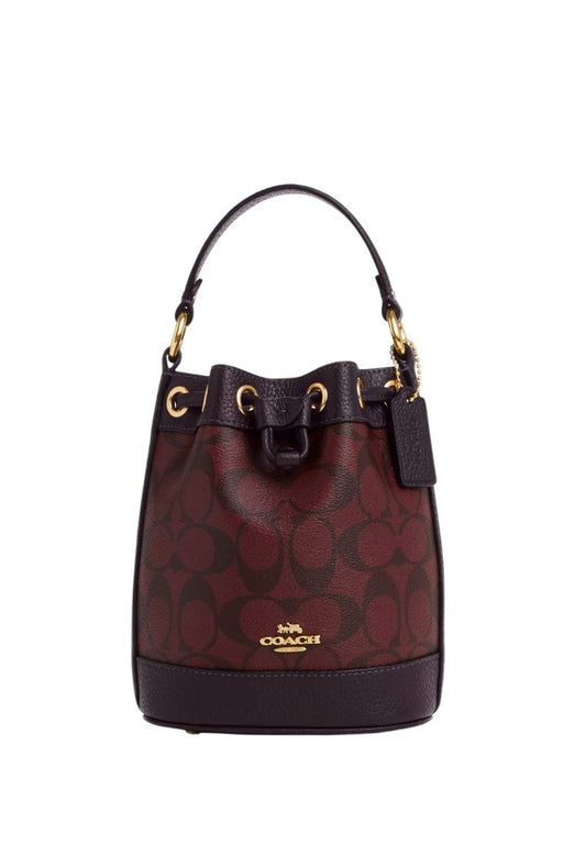 Dempsey Drawstring Bucket Bag 15 In Signature Canvas Oxblood Multi