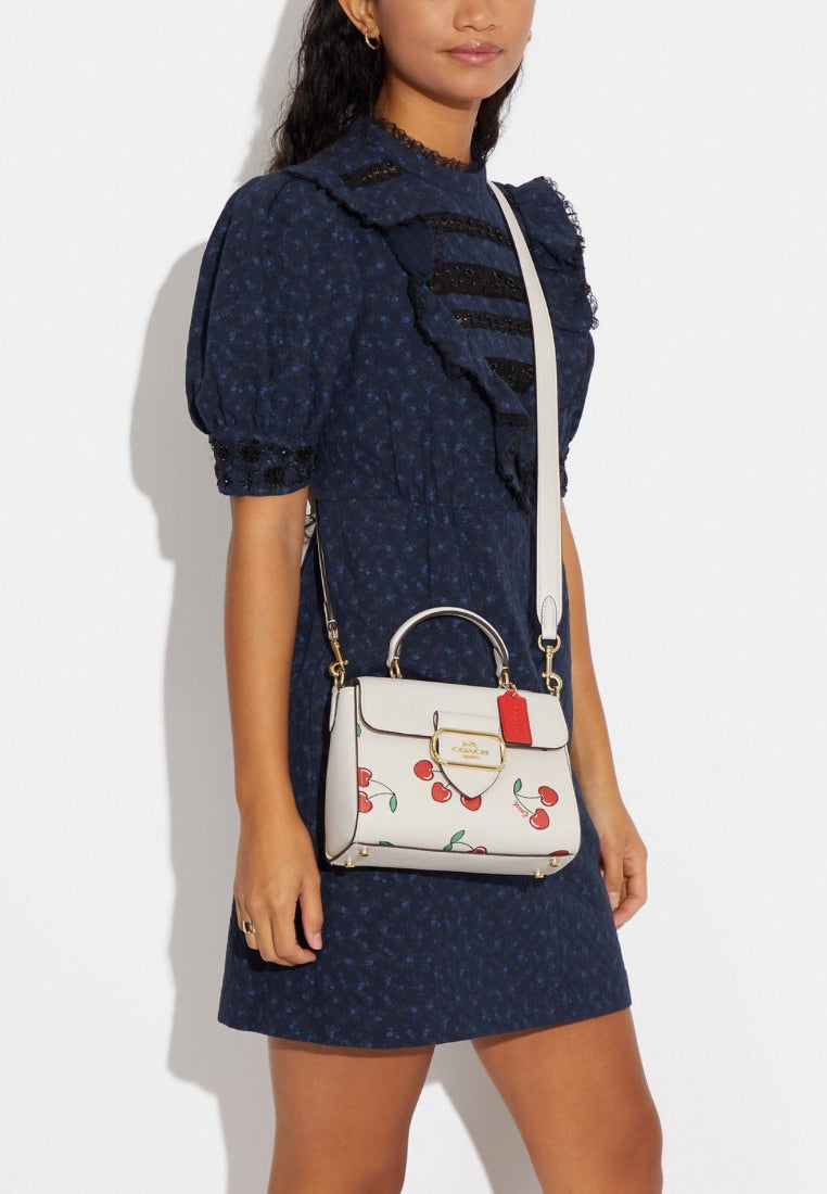 Morgan Top Handle Satchel With Heart Cherry Print Chalk Multi