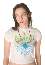 Cropped Tshirt FlowerMardi Gradation White Lime