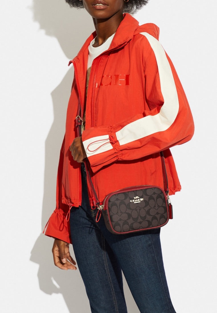 Mini Jamie Camera Bag In Signature Canvas Brown 1941 Red