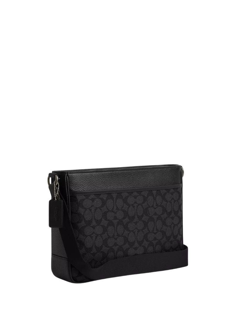 District Crossbody Bag In Signature Canvas Charcoal Black