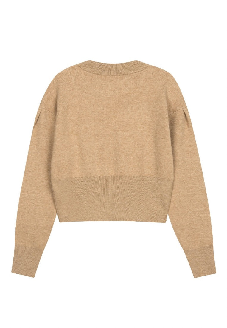 W Classic Logo Crop Knit Beige