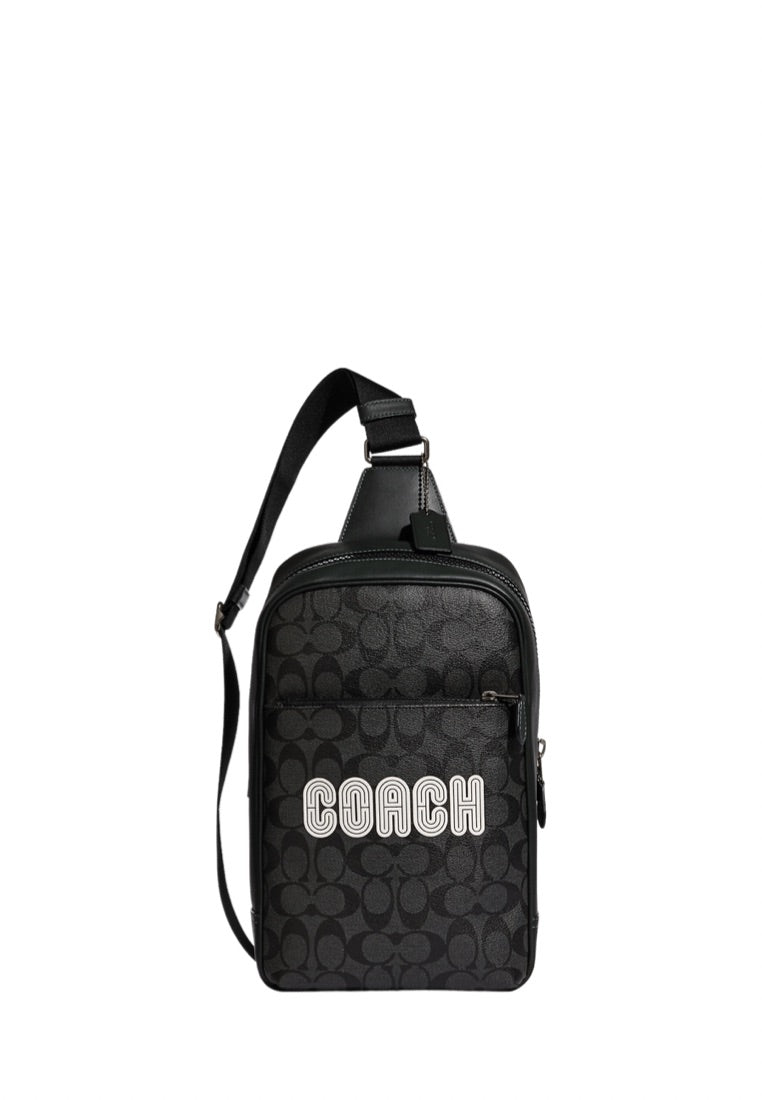 Westway Pack In Colorblock Signature Canvas With Coach Patch Charcoal Amazon Green