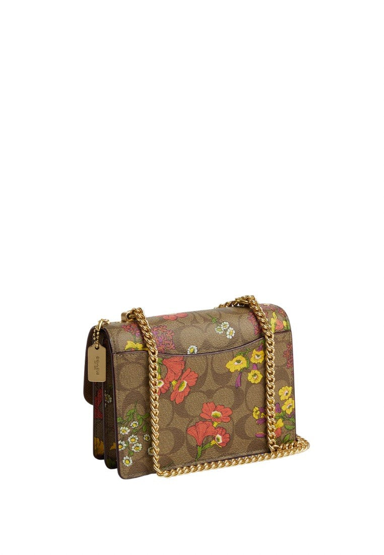 Mini Klare Crossbody In Signature Canvas With Floral Print Khaki Multi