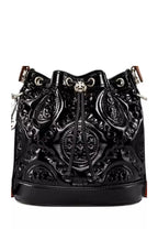 T Monogram Puffy Patent Bucket Bag Black