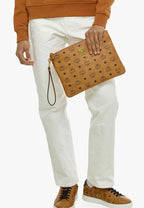 Medium Wristlet Zip Pouch in Visetos Cognac
